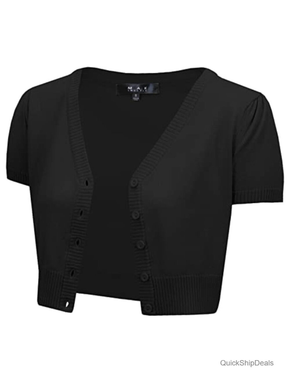 Women's Cropped V-Neck Cardigan Short Sleeve Knit Button Front